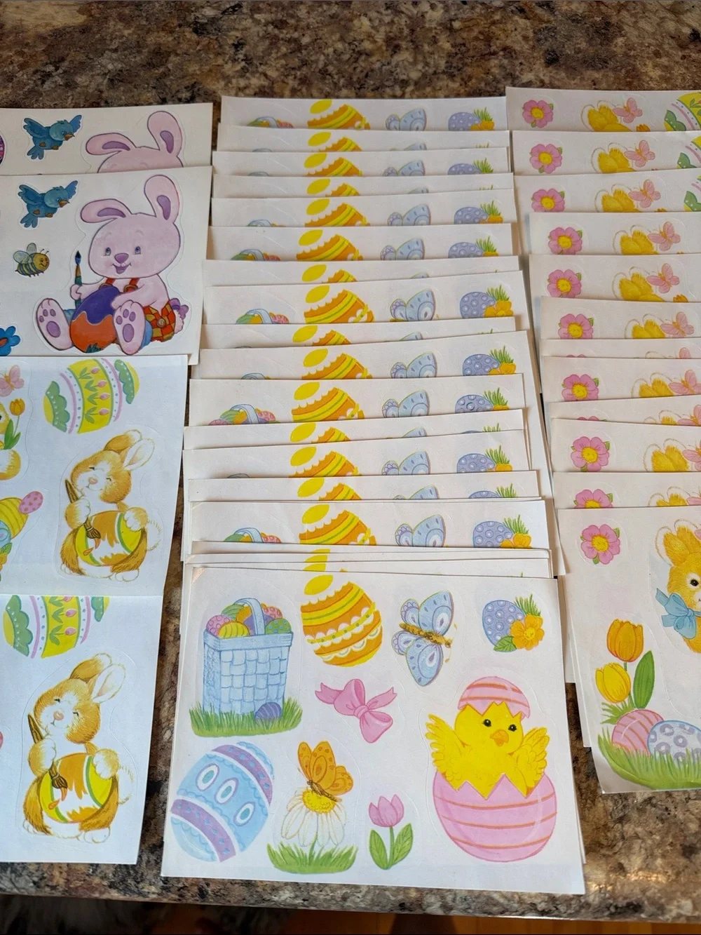 Vtg Easter/ Spring Sticker Lot of 55 Sheets